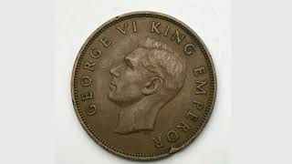 NZ 1945 ONE PENNY Coin VALUE - GEORGE VI