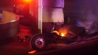 1 person dead after car bursts into flames during rollover crash on NE Side, police say