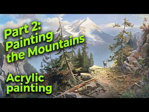 Part 2: Painting the Mountains. Painting "Height and Freedom". Artist - Viktor Yushkevich. #252