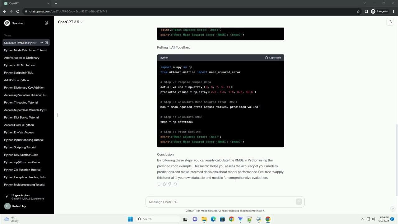 how to calculate rmse in python - YouTube