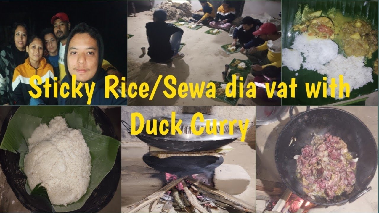 Sticky rice/ sewa dia bhat with duck curry/ Assamese village ...