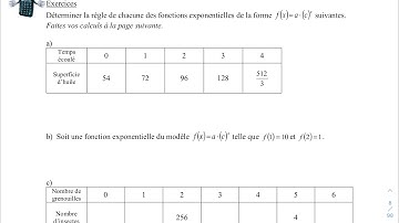 Recherche de la règle d’une fonction exponentielle de base à partir d’une table de valeurs