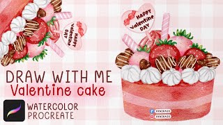 Draw with me Valentine Cake 🍰 วาดด้วยกันเค้กวาเลนไทน์ แอพ Procreate