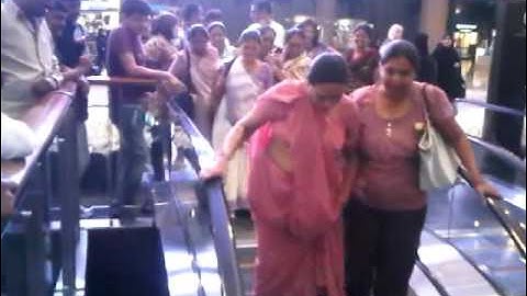 Funny Indians want to use the escalator