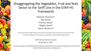 Disaggregating the Vegetables, Fruit and Nuts Sector to the Tariff Line in the GTAP-HS Framework