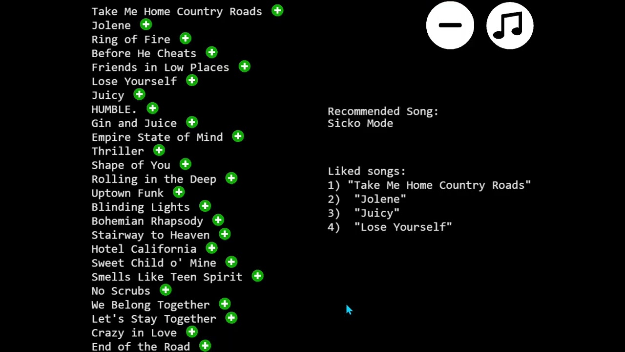 AP CSP Mock Create Task: Song Recommender
