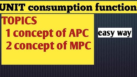 UNIT consumption function ||APC and MPC ||