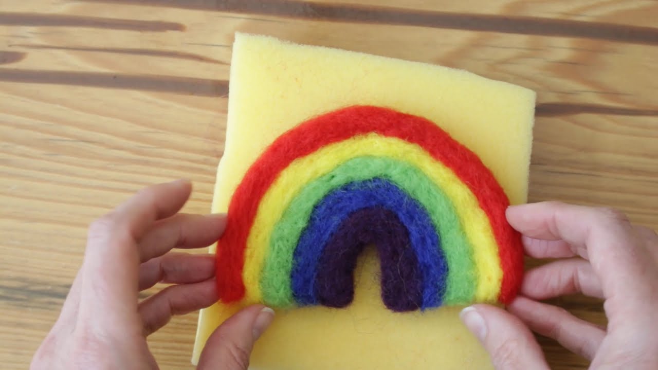making a needle felted rainbow