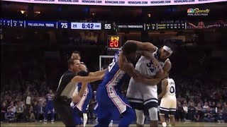 Joelle Embiid And Karl Anthony Towns Get Into Fist Fight During The Game Nba