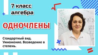 Одночлены. Стандартный вид одночлена. Умножение одночленов. Возведение одночленов в степень.