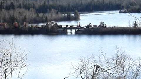 Nipigon Kinghorn rails being removed. from causeway