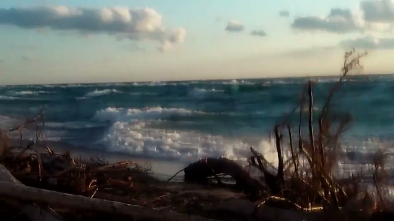 Lake Michigan Huge Waves Crashing Point Betsie Frankfort Michigan