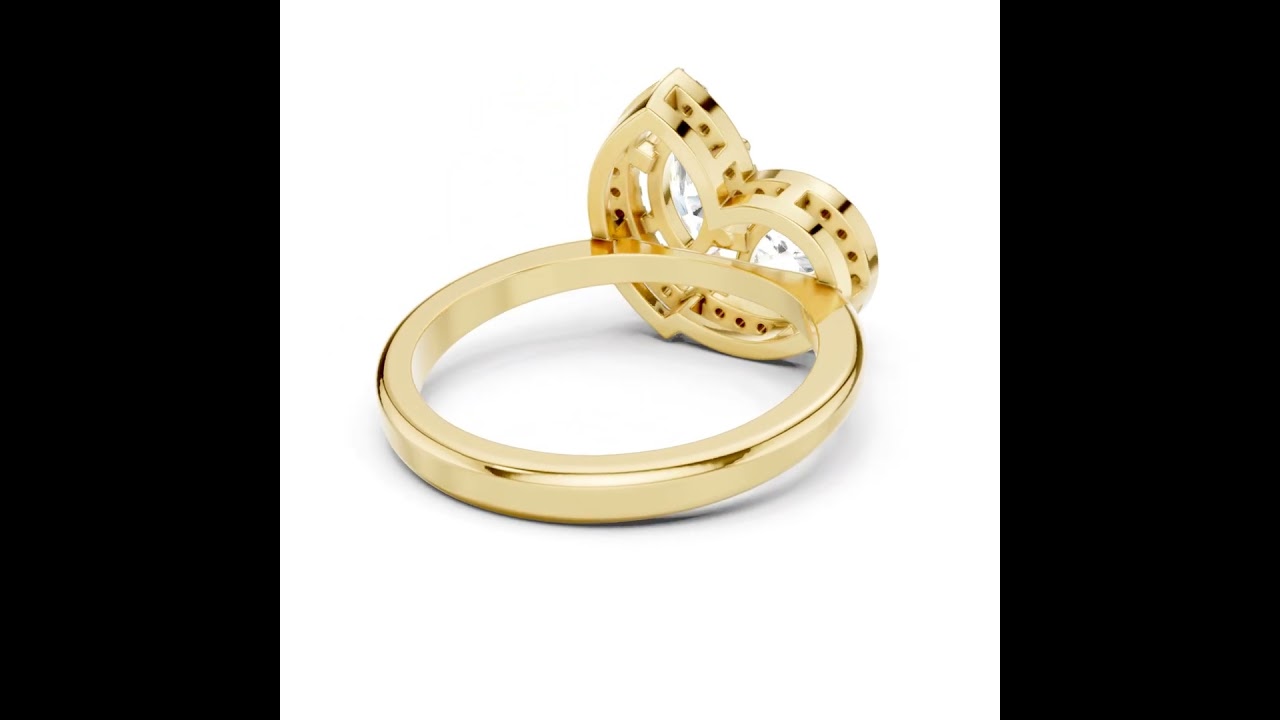 Pear And Marquise Diamond Two-Stone Halo Ring
