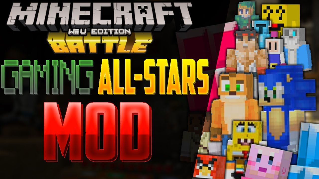 Playing Minecraft Wii U Battle Mode With My Gaming All Stars Skins Mod Youtube