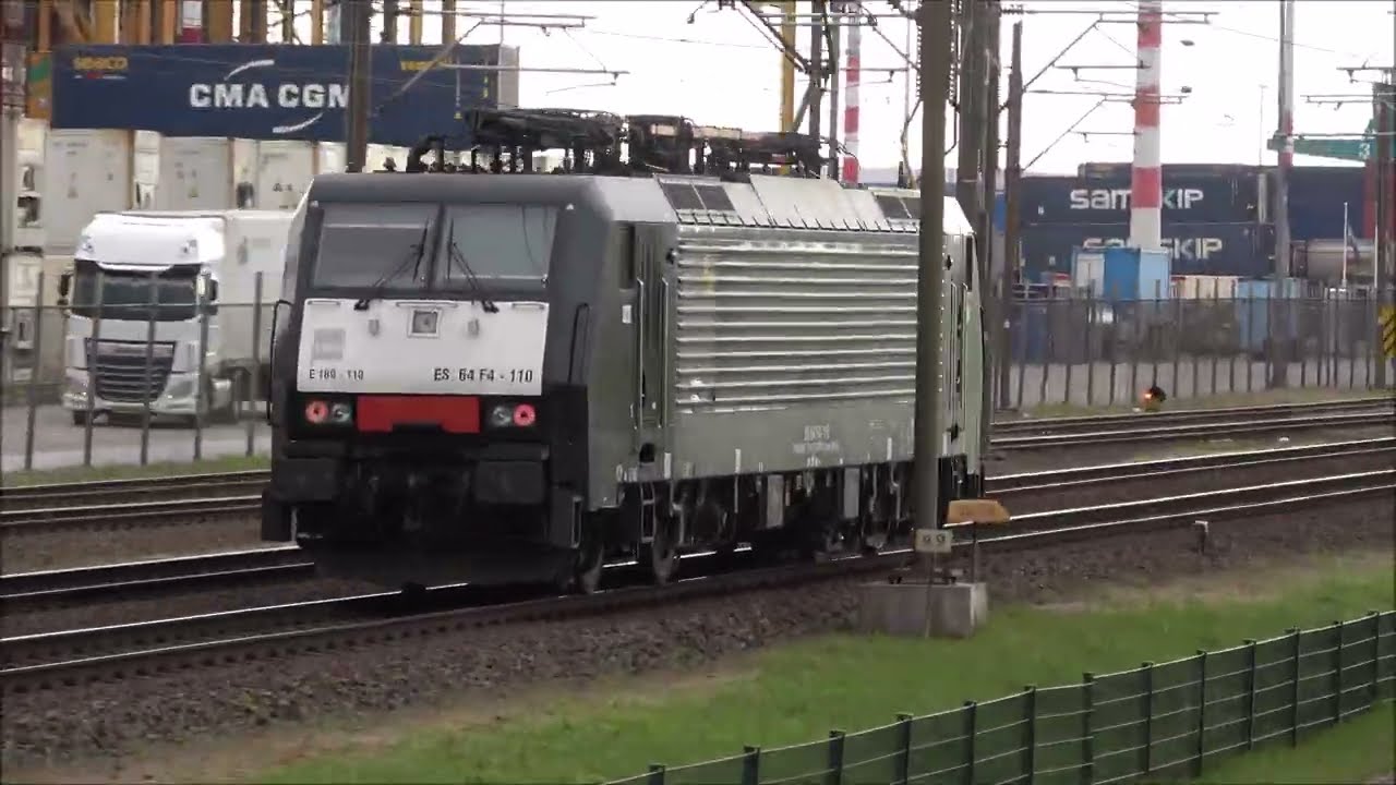 [HD] Freight trains on the harbour tracks Rotterdam/ Goederentreinen op de Havenspoorlijn 27-04-2022