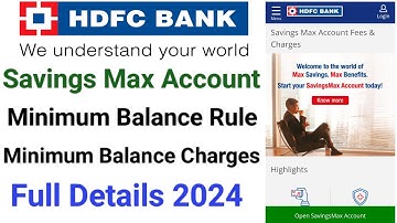 Hdfc savings max account minimum balance | Hdfc savings max account charges | Hdfc account review