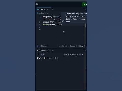 Python remove duplicate items #programming #python #coding - YouTube