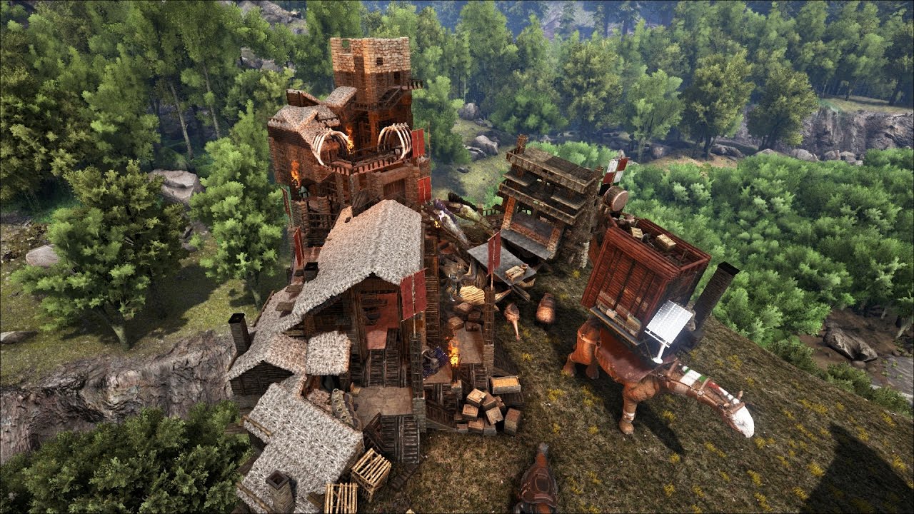 ARK INCREDIBLE BASE!!!!! Amazing base built by one of my players in one of my servers! ENJOY!