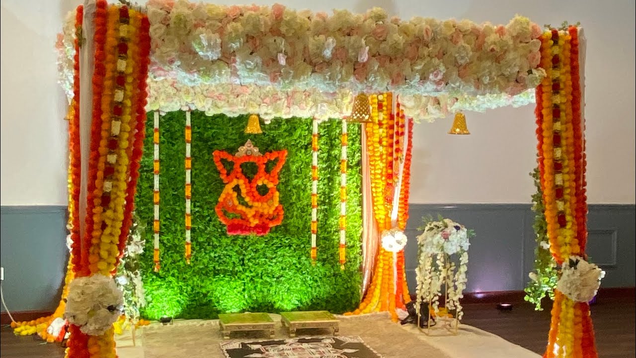 Ganesha Vinayaka Mandir mandap creation for Indian wedding demonstration in USA