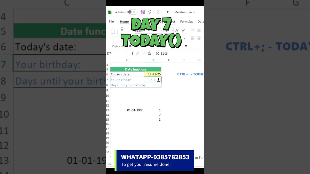 50 Days 50 Formulas – Day 7 | TODAY() Function in Excel Explained | Excel Tamil