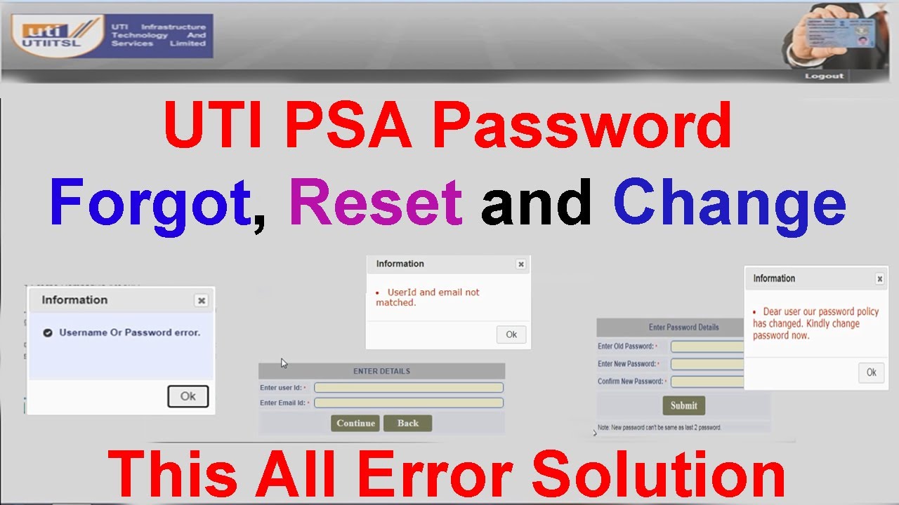 How to Solve userid and email not matched | PSA Password Kaise Change Kare 2021 Forgot Kaise Kare