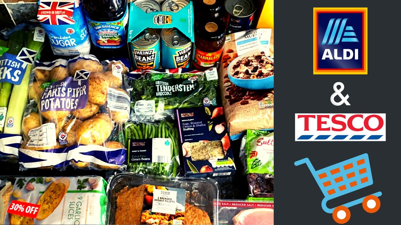 Aldi & Tesco Food Shopping UK family grocery haul Friday 14th