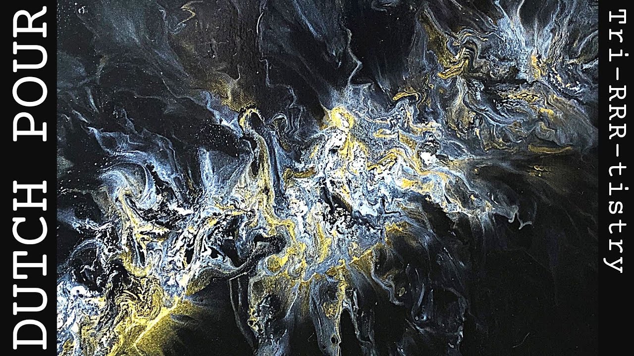 Dutch Pour | Metallic | Black ~ White ~ Gold ~ Silver | Acrylic Pouring ...