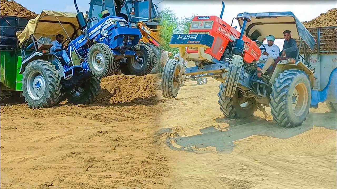 SWARAJ 960 FE VS FARMTRAC 6050 in full loding trolley compition in loding trolley #swaraj #farmtrac