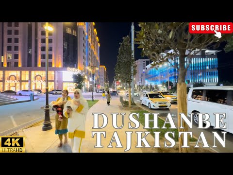 Tajikistan Dushanbe city night walking tour |4k|