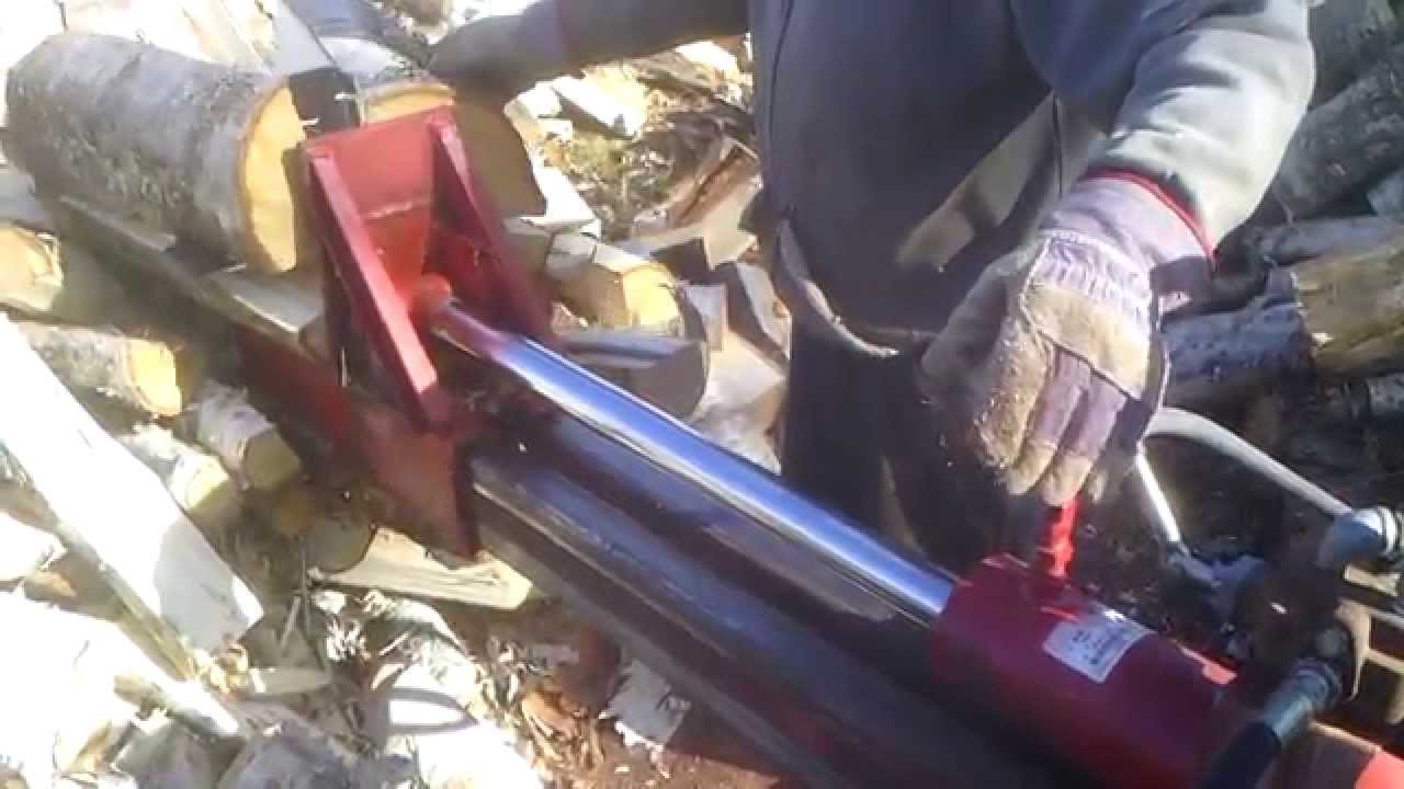 Ozzies homemade 4 way log splitter - YouTube