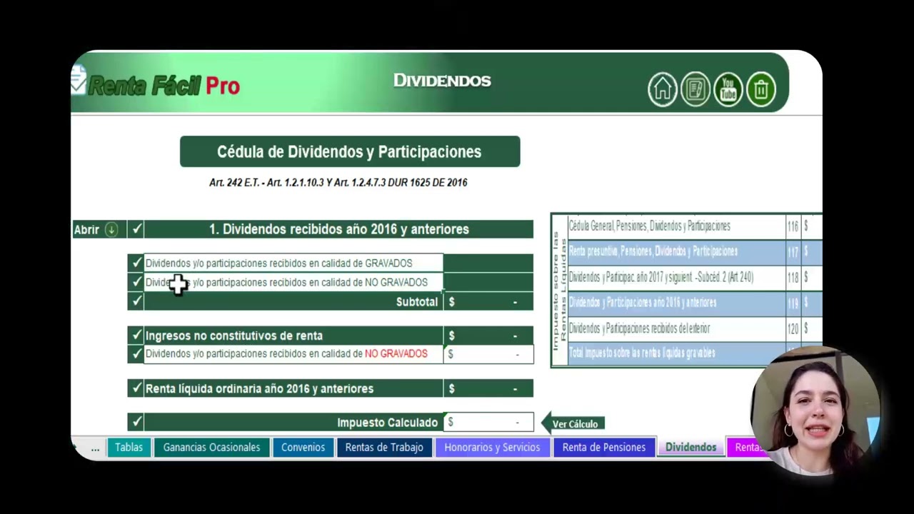 Dividendos y Participaciones | Excel Renta 2024 DIAN