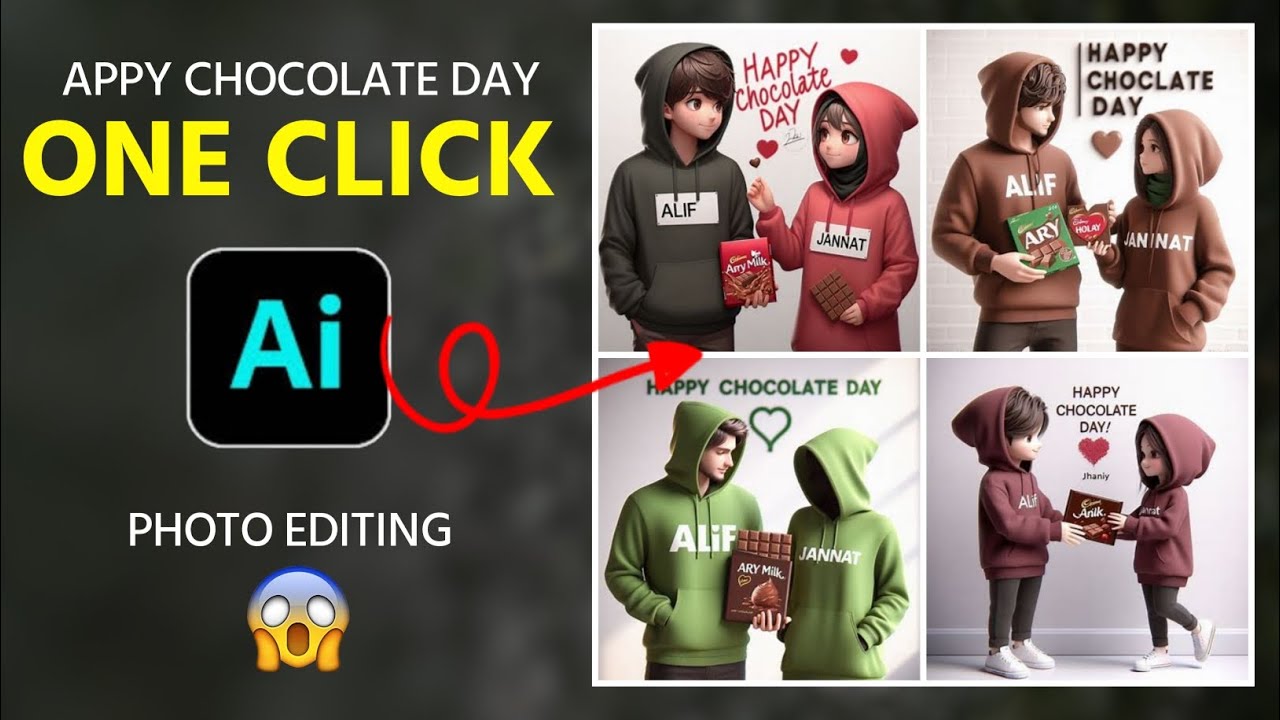 Chocolate Day Ai Photo Editing | Happy Chocolate Day Couple T-shirt Name Video Editing Bing Ai