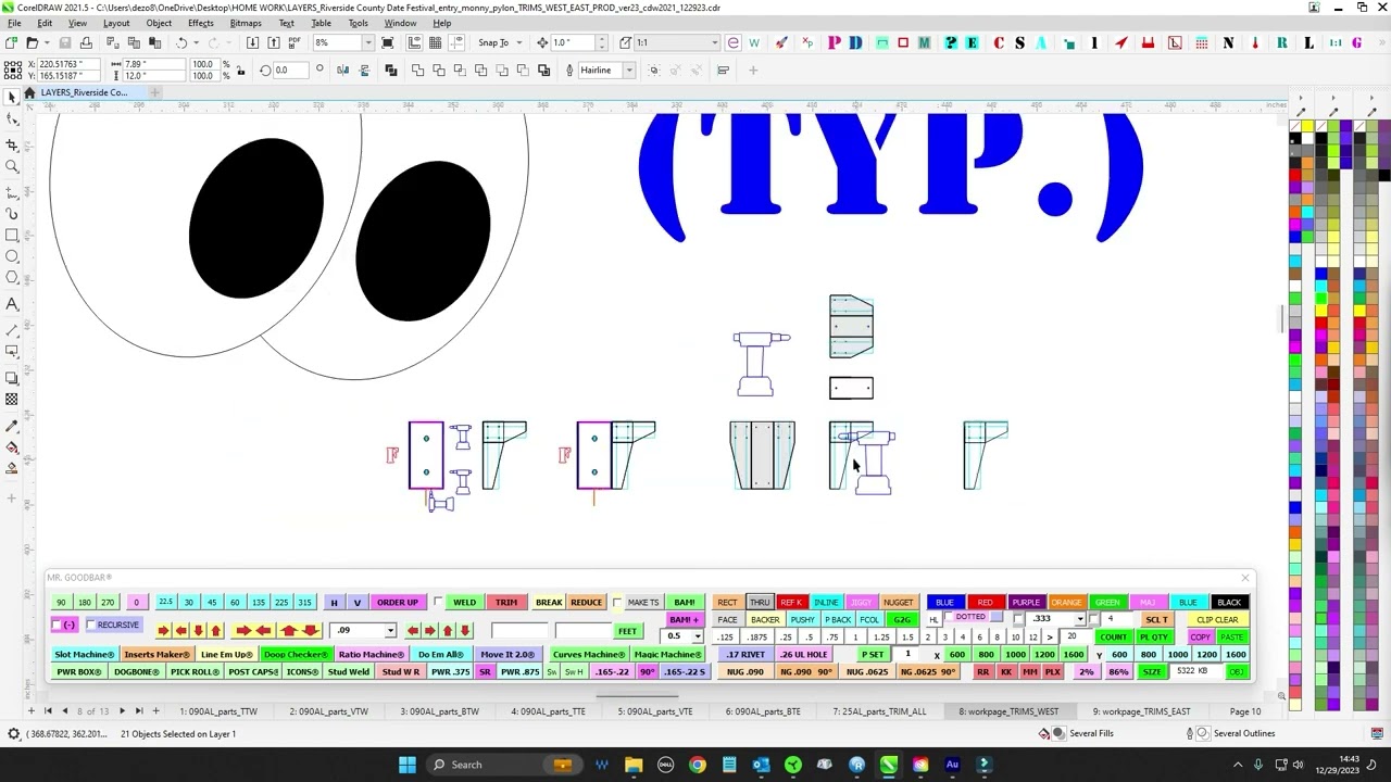 Riverside County Fairgrounds Date Festival Pylon Sign - Trim Boxes East and West