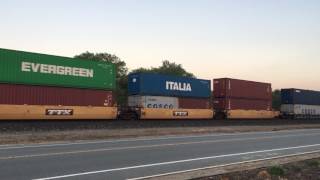 UP 5301 leads Eastbound Stack Train passes through Beaumont CA