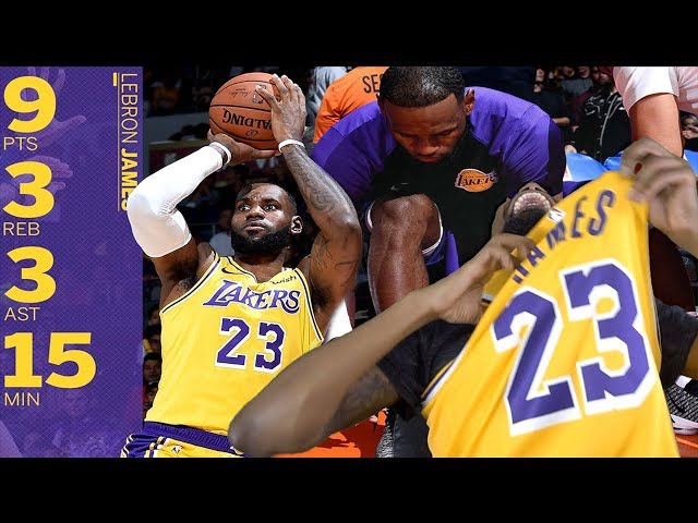 lebron first game as a laker