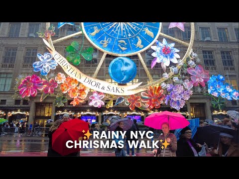 New York, الولايات المتحدة | Gallaghers Steakhouse | جولة مشي تحت المطر 4K