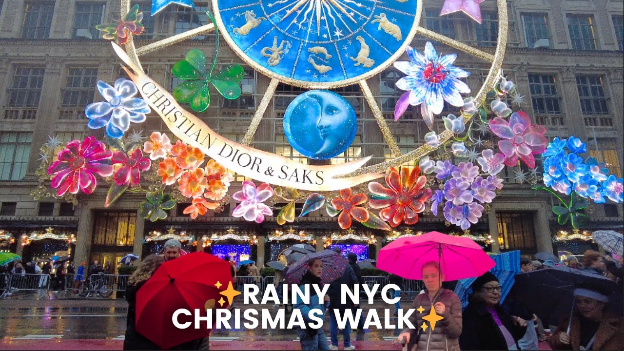 New York, Amerika Serikat | Gallaghers Steakhouse | Tur Jalan Saat Hujan 4K