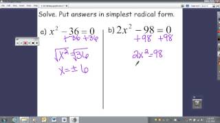 6 3b Solving Quadratic Equations b=0