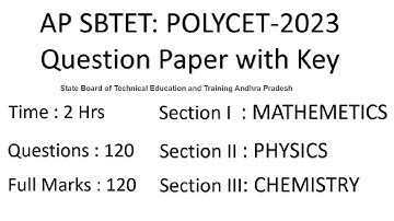 AP POLYCET 2023 Question Paper with Key #appolycet2023  #jaganinfo