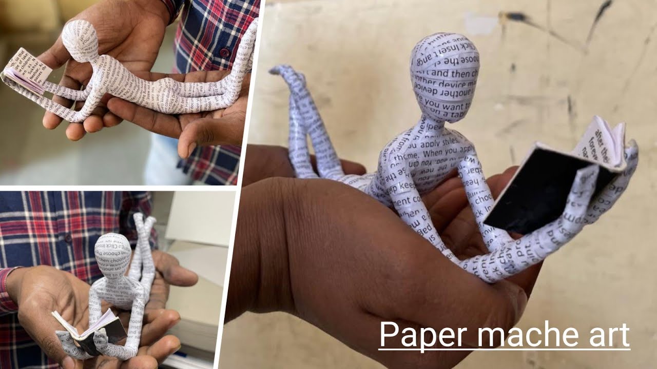 Lost in a World of Words: DIY Paper Mache Reading Sculpture | Unique DIY Paper Mache Craft