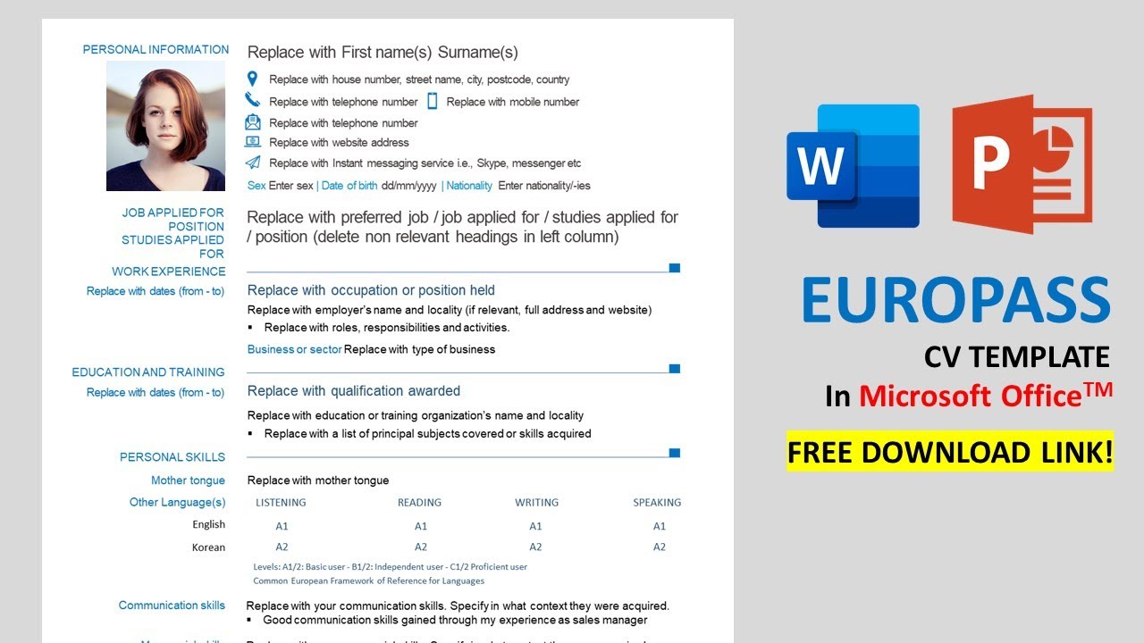 Free Cv European Format Online