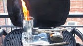 Homemade woodgas stove cooks bacon and eggs - YouTube
