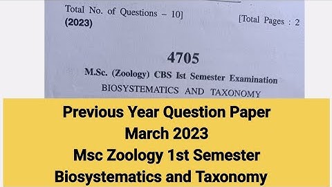 Previous year question paper | Biosystematics and Taxonomy | Msc Zoology 1st semester 2023 |