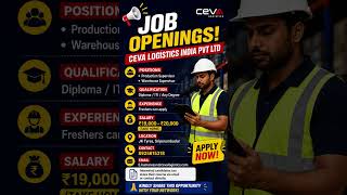 🚨 Freshers Job Alert 🚨🔥 CEVA Logistics India Pvt Ltd Hiring Now!📌📲 Apply Now &amp; Share with Friends!
