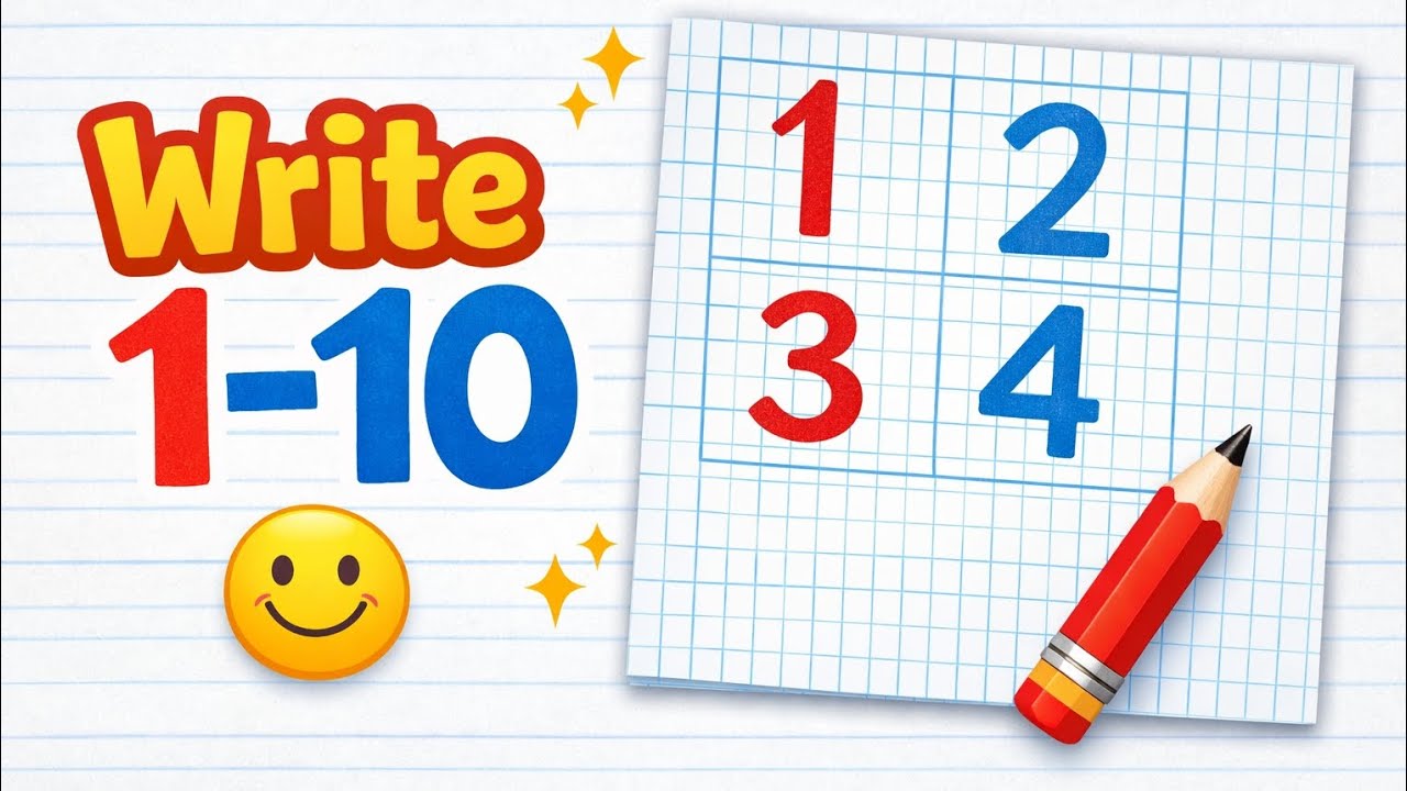 How to Write Numbers 1 to 10 in Square Line Book | Number Writing for Kids