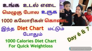 1000 Calories Diet Chart In Tamil/Morning To Night Veg DietPlan/Quick WeightLoss Diet Chart In Tamil