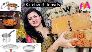 Myntra Kitchen Haul, Stainless Steel Kadhai, Frying Pan, Sauce Pan, Tea Pan, Iron Kadhai