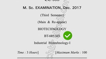 Dec 2017 Dcrust MSc Biotechnology 3rd Sem Industrial Biotechnology Question Paper