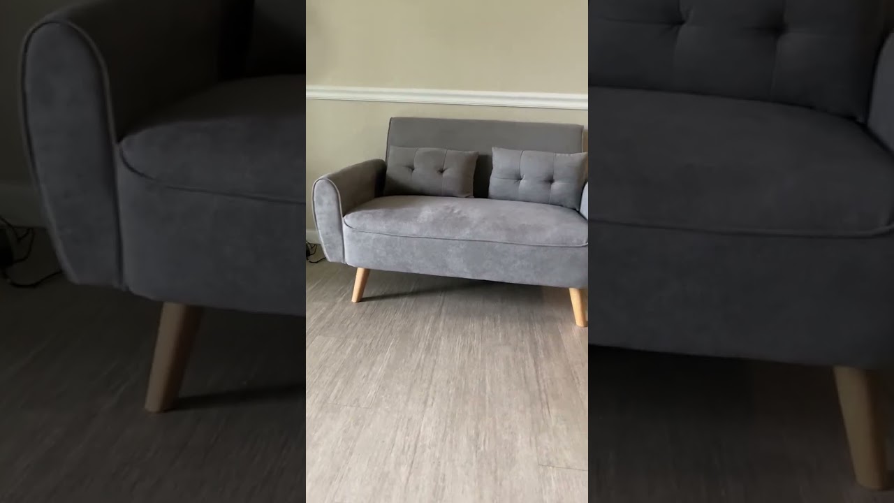 Vongrasig Small Modern Loveseat Sofa, Mid Century Linen Fabric