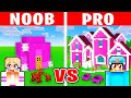 Noob vs pro modern barbie girl house build challenge in minecraft